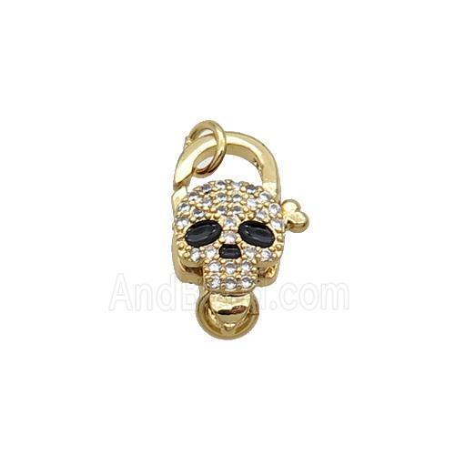 Copper Lobster Clasp Pave Zircon Skull Unfade 18K Gold Plated