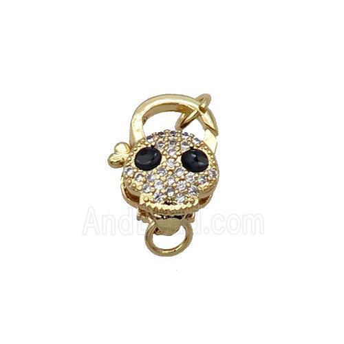 Copper Lobster Clasp Pave Zircon Skull Unfade 18K Gold Plated