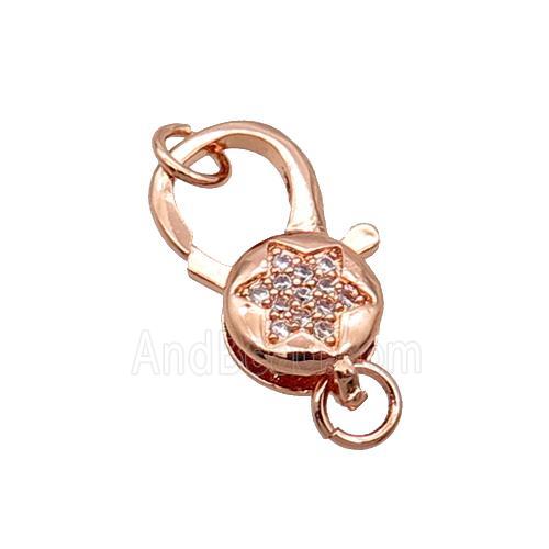 Copper Lobster Clasp Pave Zircon Star Unfade Rose Gold
