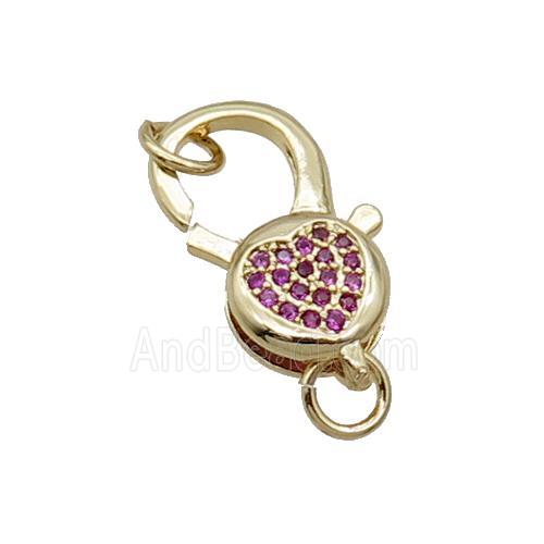 Copper Lobster Clasp Pave Zircon Heart Unfade 18K Gold Plated