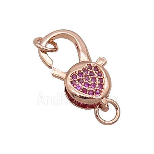Copper Lobster Clasp Pave Zircon Heart Unfade Rose Gold