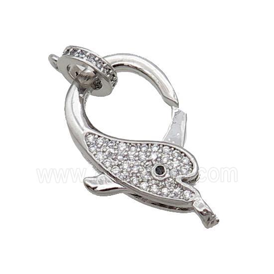 Copper Lobster Clasp Pave Zircon Dolphin Unfade Platinum Plated