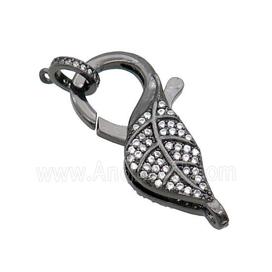 Copper Lobster Clasp Pave Zircon Leaf Unfade Black Plated
