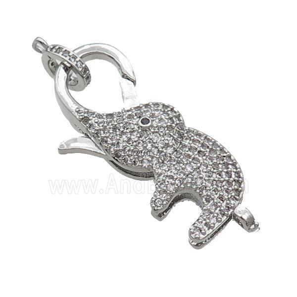 Copper Lobster Clasp Pave Zircon Elephant Unfade Platinum Plated