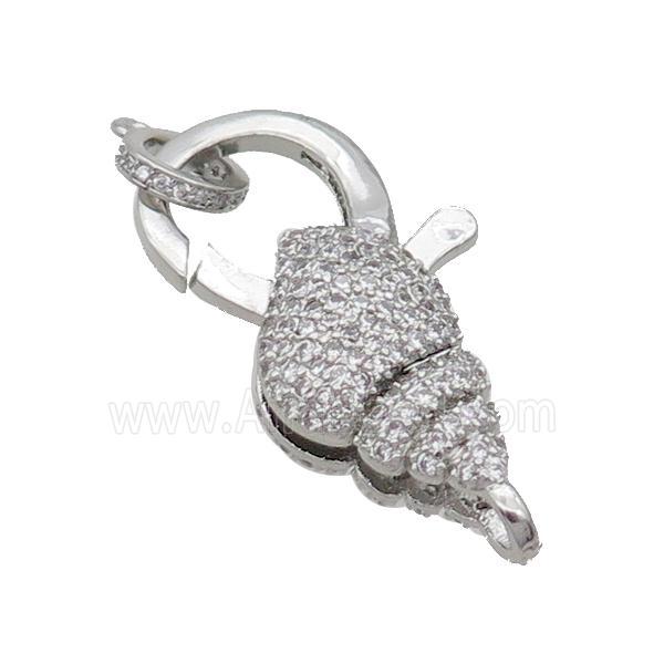 Copper Lobster Clasp Pave Zircon Conch Unfade Platinum Plated