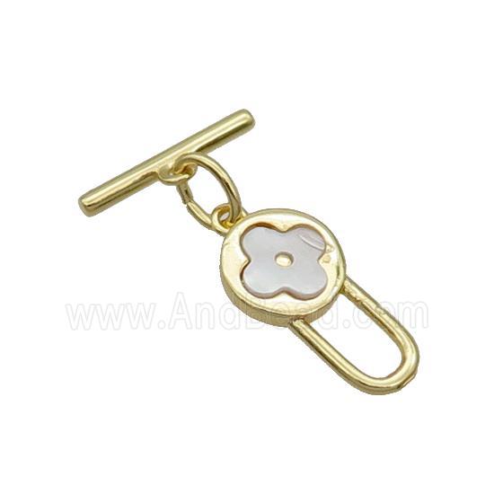 Copper Toggle Clasp Pave Shell Unfade 18K Gold Plated