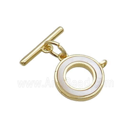 Copper Toggle Clasp Pave Shell Unfade 18K Gold Plated