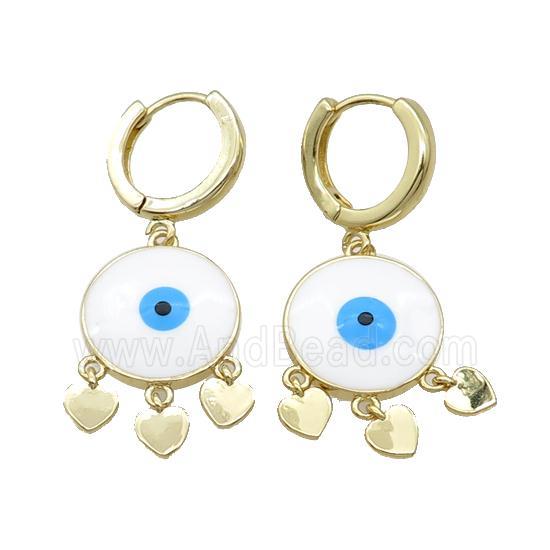 Copper Hoop Earring Circle Evil Eye Enamel Heart Gold Plated