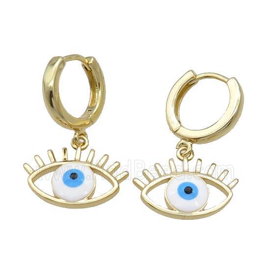 Copper Hoop Earring Evil Eye Enamel Gold Plated