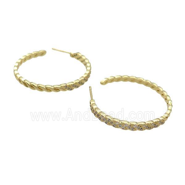 Copper Stud Earring Pave Zircon Gold Plated