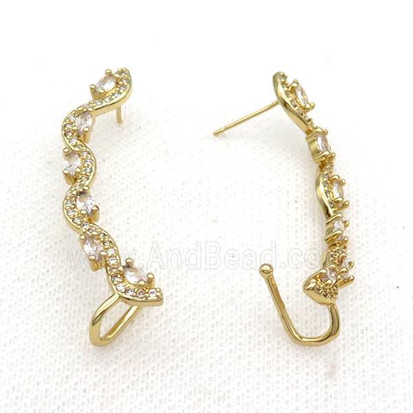 Copper Clip Earring Pave Zircon Gold Plated