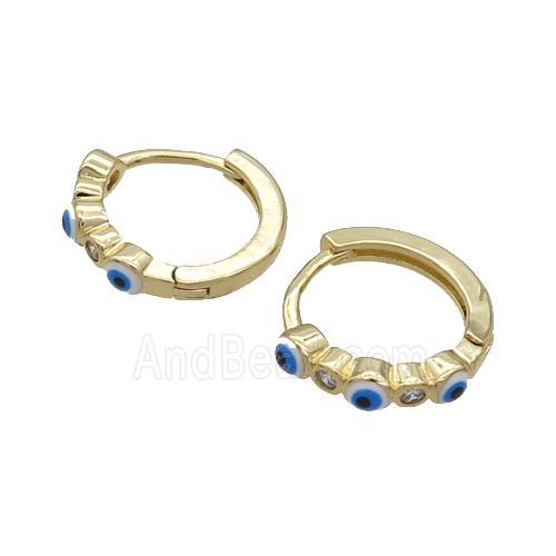 Copper Hoop Earring White Enamel Evil Eye Gold Plated