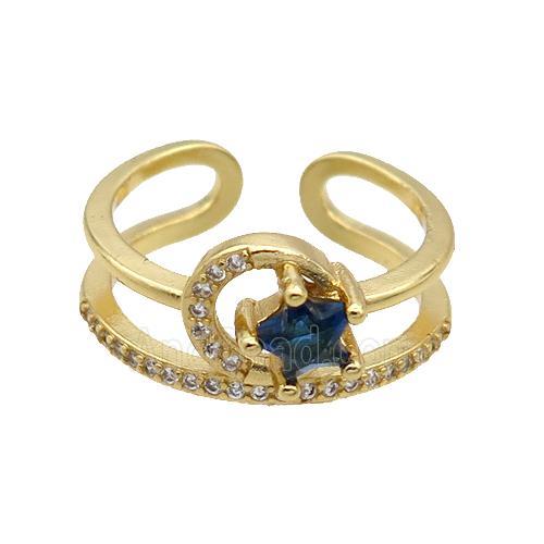 Copper Ring Pave Zircon Star Gold Plated