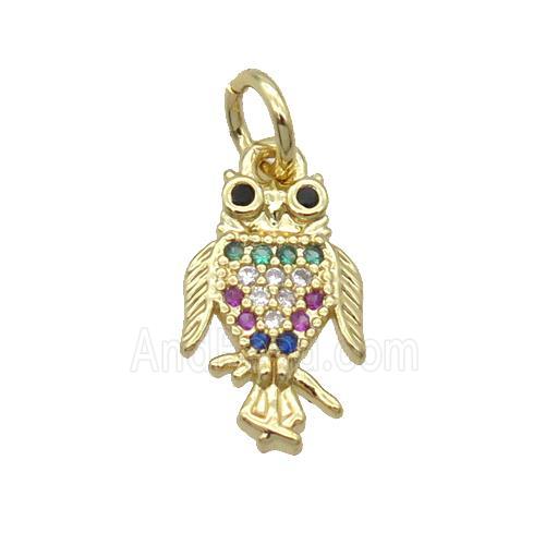 Copper Parrot Pendant Pave Zircon Bird Gold Plated