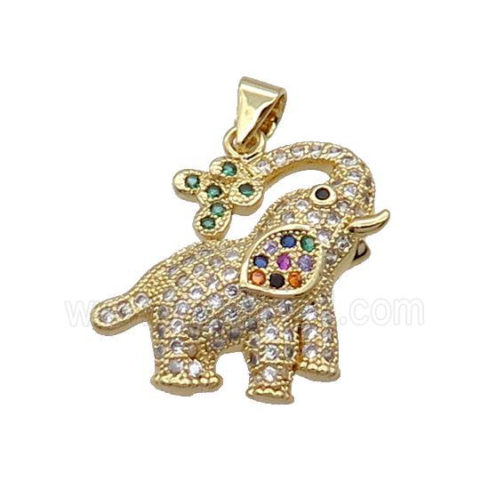 Copper Elephant Pendant Pave Zircon Gold Plated