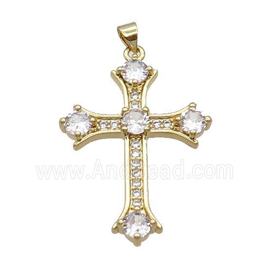 Copper Cross Pendant Pave Zircon Gold Plated