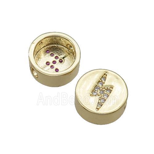 Copper Button Beads Pave Zircon Lightning Gold Plated