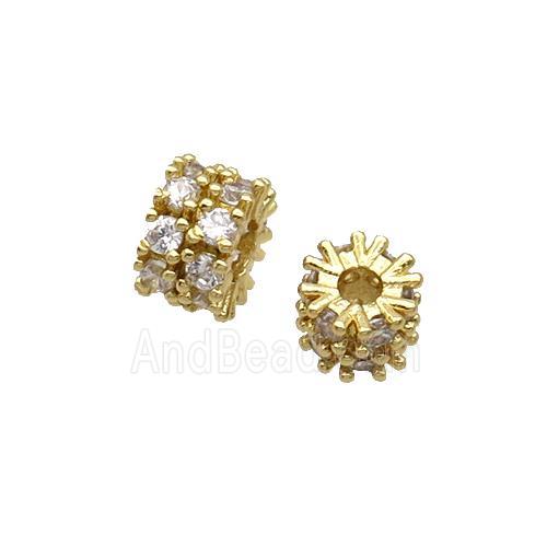 Copper Heishi Beads Pave Zircon Gold Plated