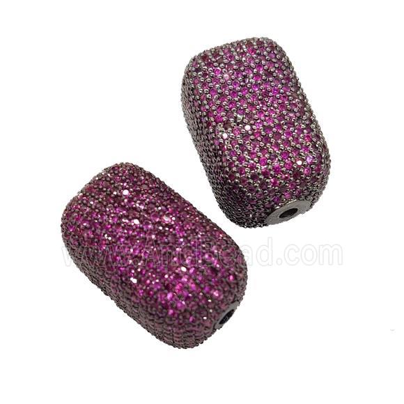Copper Cuboid Beads Pave Hotpink Zircon Black Plated