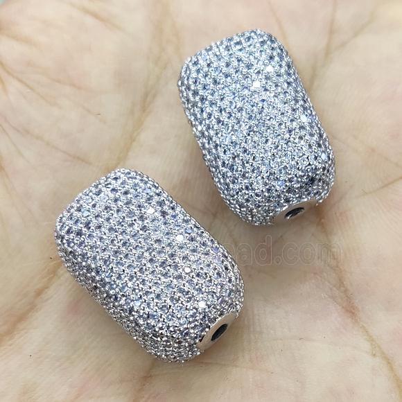 Copper Cuboid Beads Pave Zircon Platinum Plated