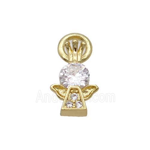 Copper Angel Pendant Pave Zircon Gold Plated