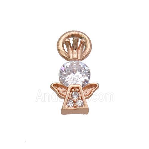 Copper Angel Pendant Pave Zircon Rose Gold