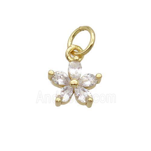 Copper Flower Pendant Pave Zircon Gold Plated