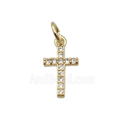 Copper Cross Pendant Pave Zircon Gold Plated