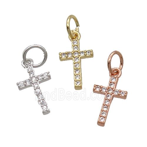 Copper Cross Pendant Pave Zircon Mix