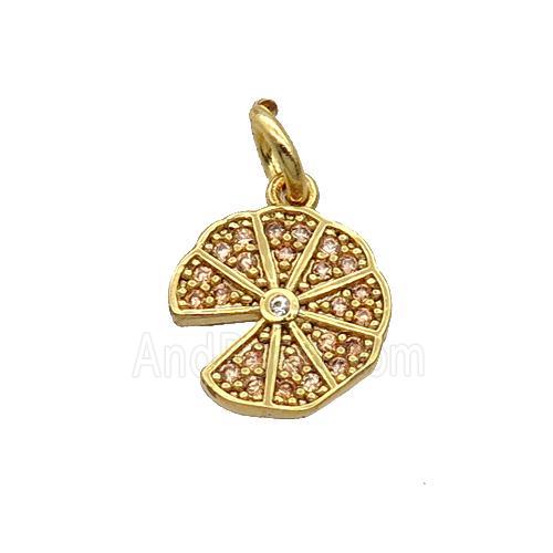 Copper Pizza Pendant Pave Zircon Gold Plated