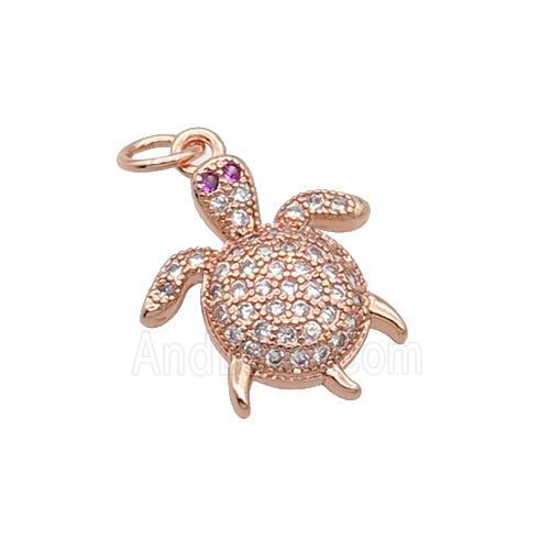 Copper Tortoise Pendant Pave Zircon Rose Gold