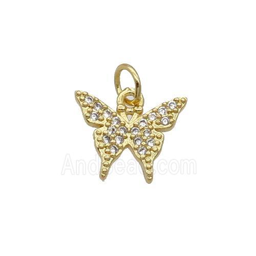 Copper Butterfly Pendant Pave Zircon Gold Plated