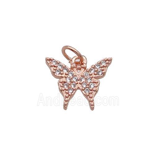 Copper Butterfly Pendant Pave Zircon Rose Gold