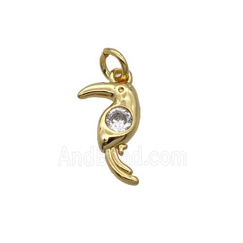 Copper Parrot Pendant Bird Pave Zircon Gold Plated
