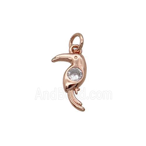 Copper Parrot Pendant Bird Pave Zircon Rose Gold