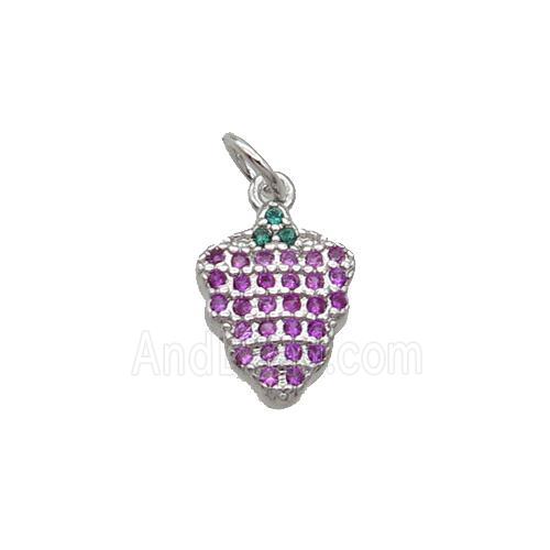 Copper Grapes Pendant Pave Zircon Platinum Plated