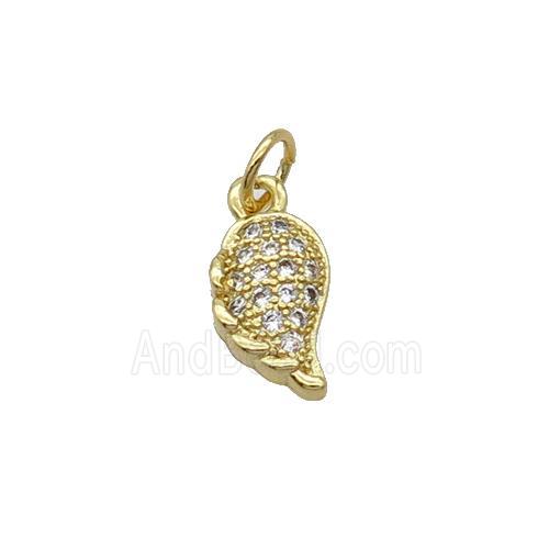 Copper Pendant Pave Zircon Angel Wing Gold Plated