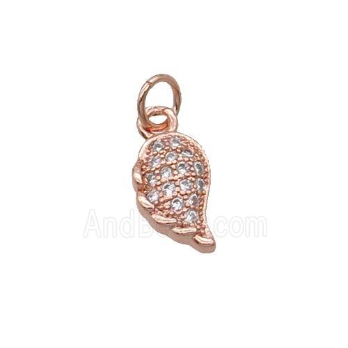 Copper Pendant Pave Zircon Angel Wing Rose Gold