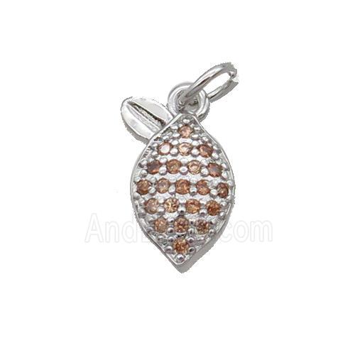 Copper Pineapple Pendant Pave Zircon Platinum Plated
