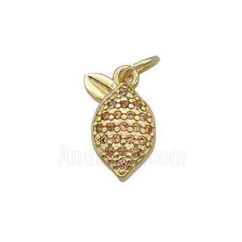 Copper Pineapple Pendant Pave Zircon Gold Plated