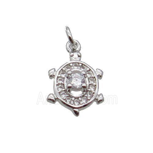 Copper Tortoise Pendant Pave Zircon Platinum Plated