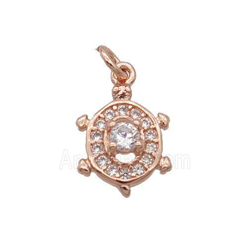 Copper Tortoise Pendant Pave Zircon Rose Gold