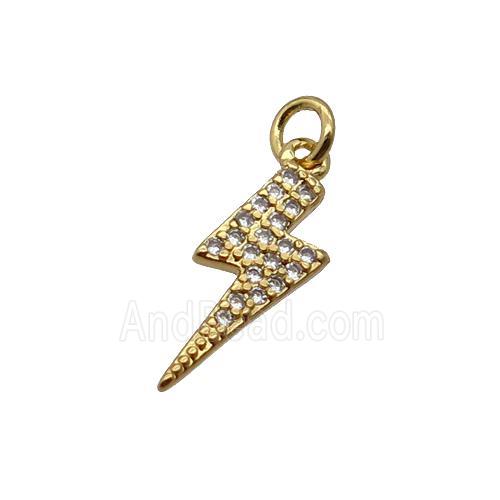 Copper Lightning Pendant Pave Zircon Gold Plated