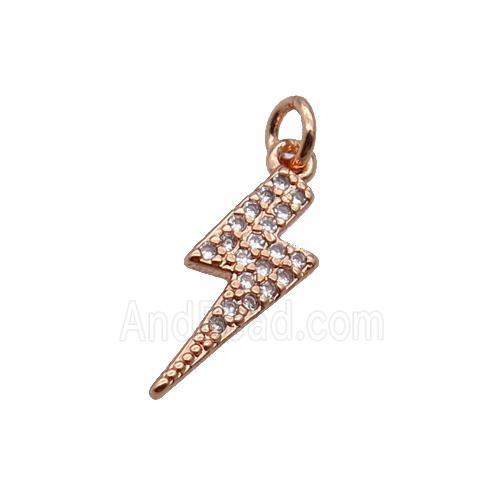 Copper Lightning Pendant Pave Zircon Rose Gold