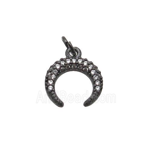 Copper Crescent Pendant Pave Zircon Moon Black Plated