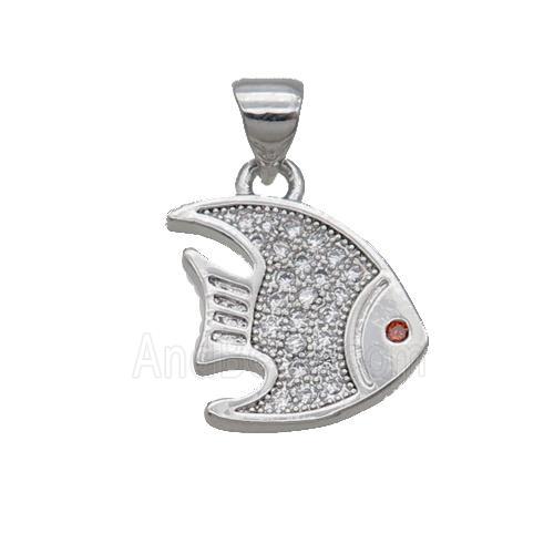 Copper Goldfish Pendant Pave Zircon Platinum Plated
