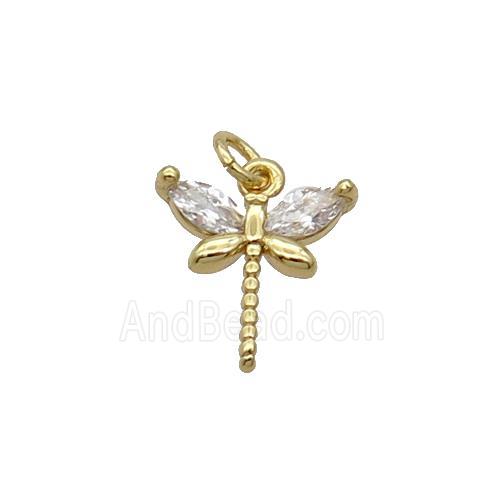 Copper Dragonfly Pendant Pave Zircon Gold Plated