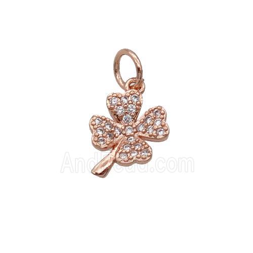 Copper Clover Pendant Pave Zircon Rose Gold