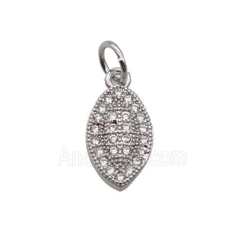 Copper Leaf Pendant Pave Zircon Platinum Plated