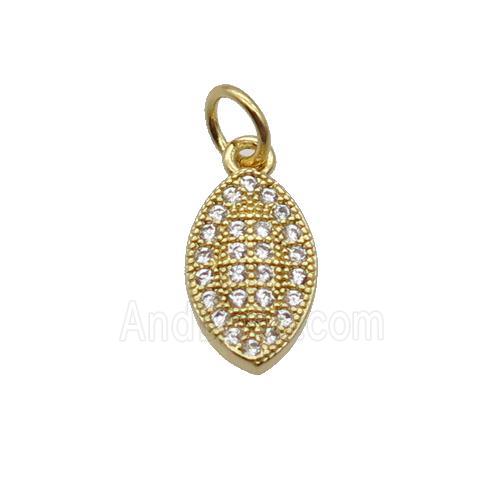 Copper Leaf Pendant Pave Zircon Gold Plated